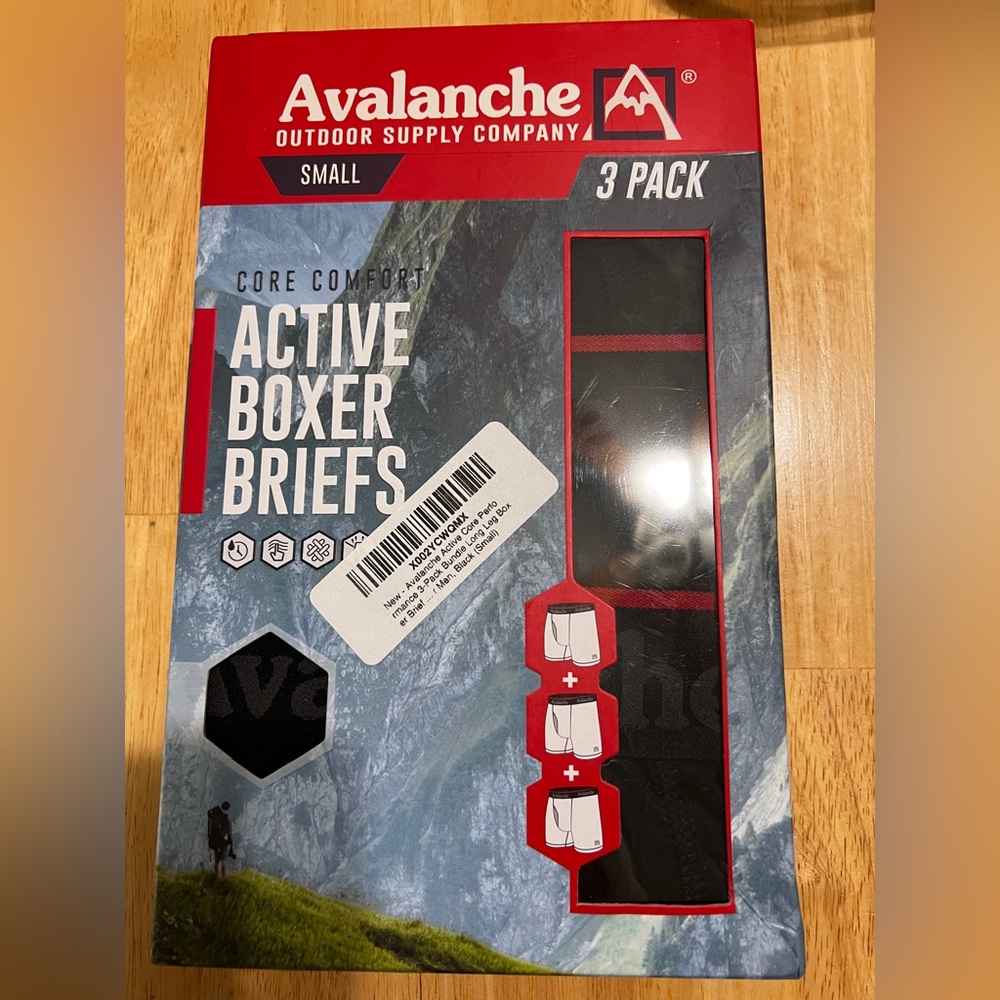 Avalanche Core Performance Boxer Briefs - Black small 3 pack